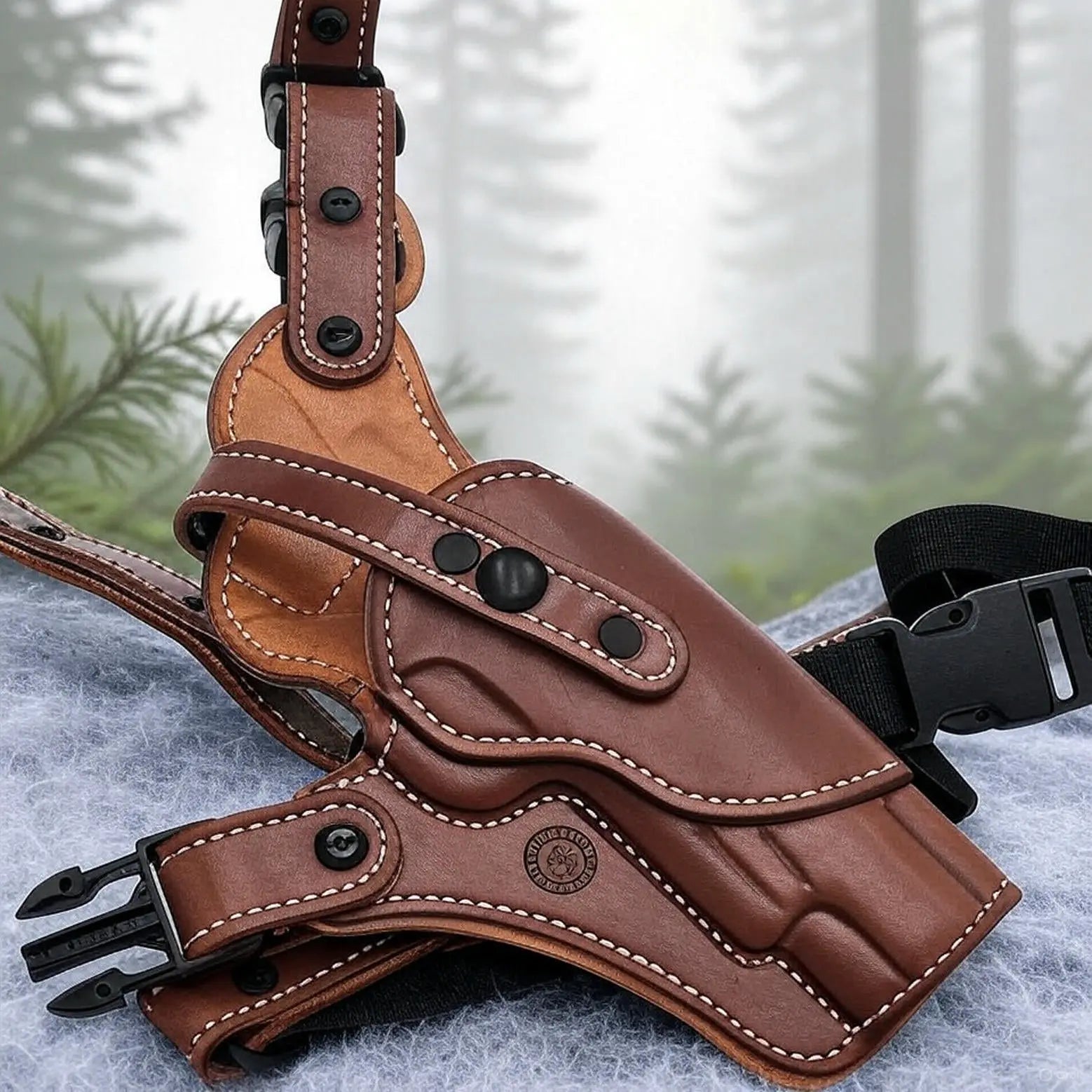 Draekan leather chest holster wet-molded for a 1911 - Just In Case Holsters