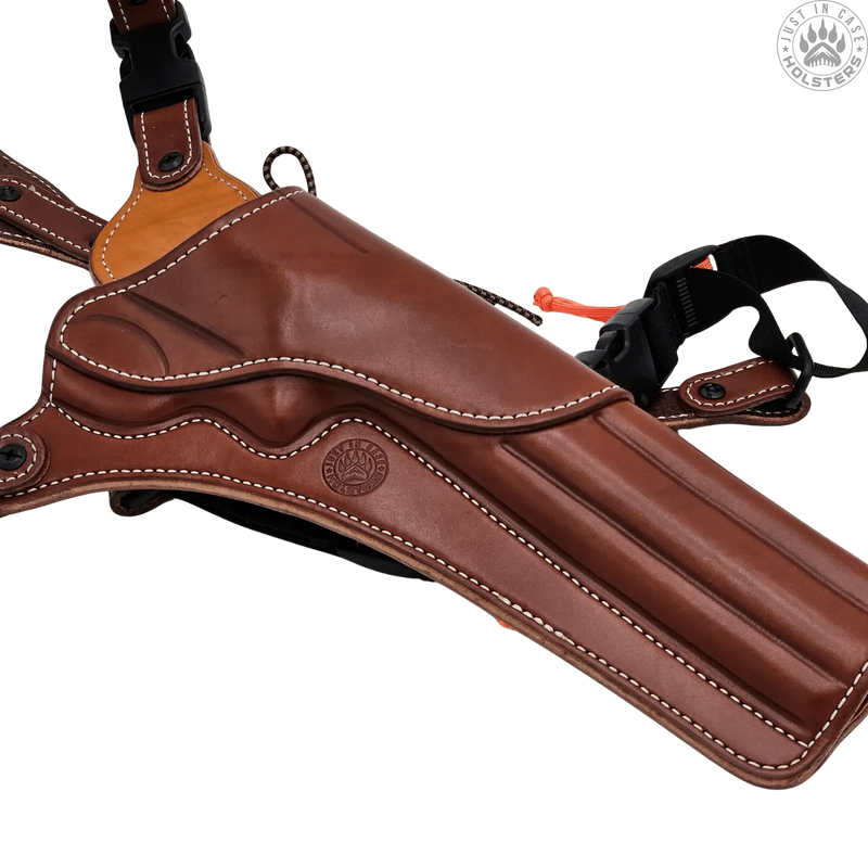 Draekan leather chest holster for a Smith & Wesson Model 500 X-Frame with an 8 3/8" barrel