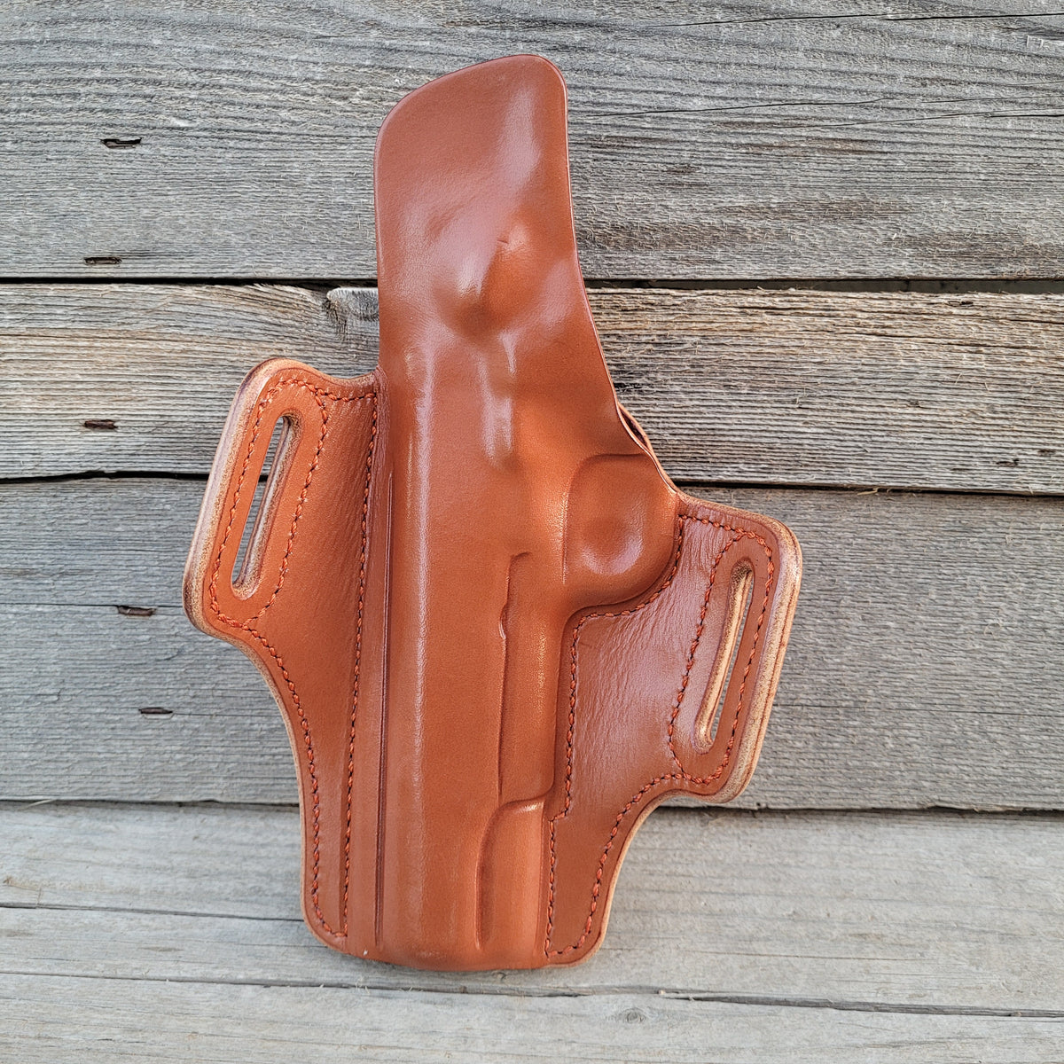 5" 1911 Classic Holster All Chestnut Burnt Orange STitching and basket stamp