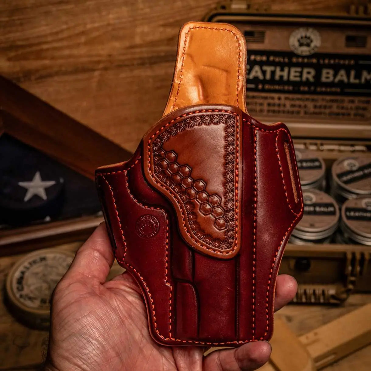 OUTBAGS USA OWB Pancake Holster - For Springfield HELLCAT PRO - Full Grain Leather