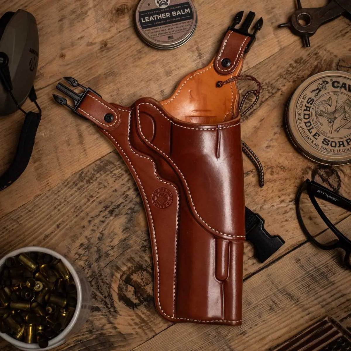Kodiak leather chest holster built for a Taurus Raging Hunter revolver